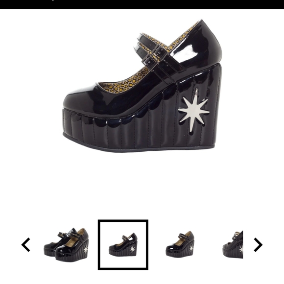 TUK x LUX DE VILLE - Black Starburst Platform Mary Jane Wedges - New in Box⚡ - Picture 8 of 12